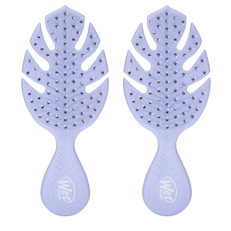 Wet Brush Go Green Mini Detangler, Purple - Detangling Travel Hair Brush - Ultra-Soft IntelliFlex Bristles Glide Through Tangles & Gently Loosens Knots While Minimizing Pain & Breakage (Pack of 2)