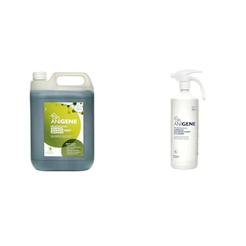 ANIGENE Surface Disinfectant Cleaner for Animal Environments (5L - With 1L Surface Spray Bottle) - Kills Viruses, Harmful Bacteria & Fungi - 500 Litres of Solution From Just 1 Bottle (Dill)