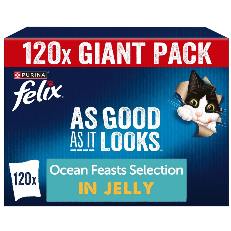 Felix Ocean Feasts Adult Wet Cat Food - 120 x 85g Pouches
