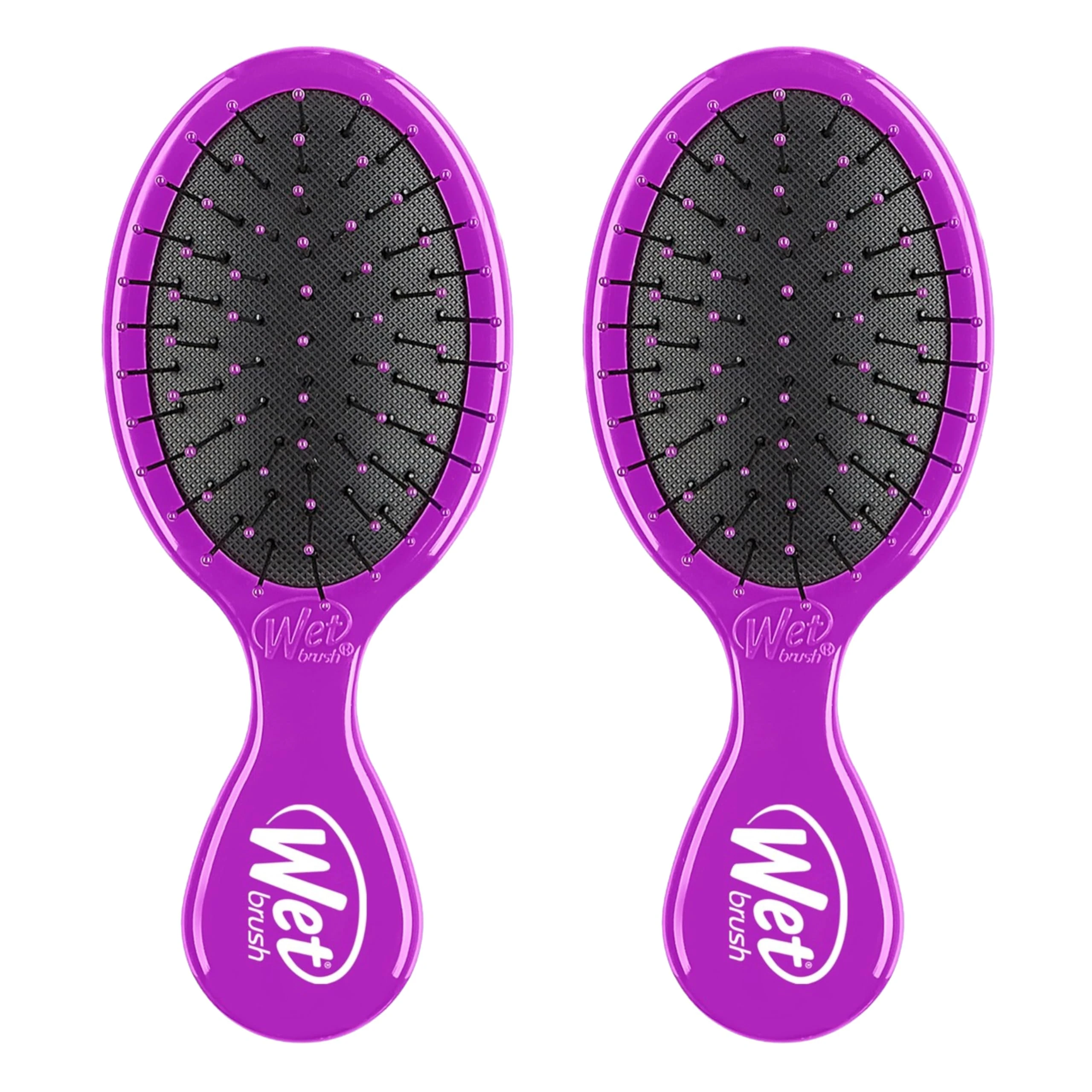 Wet Brush Mini Detangler Hair Brush, Purple, Detangling Travel Hairbrush, Ultra-Soft IntelliFlex Bristles Glide Through Tangles with Ease, Pain-Free, All Hair Types (2 Pack)