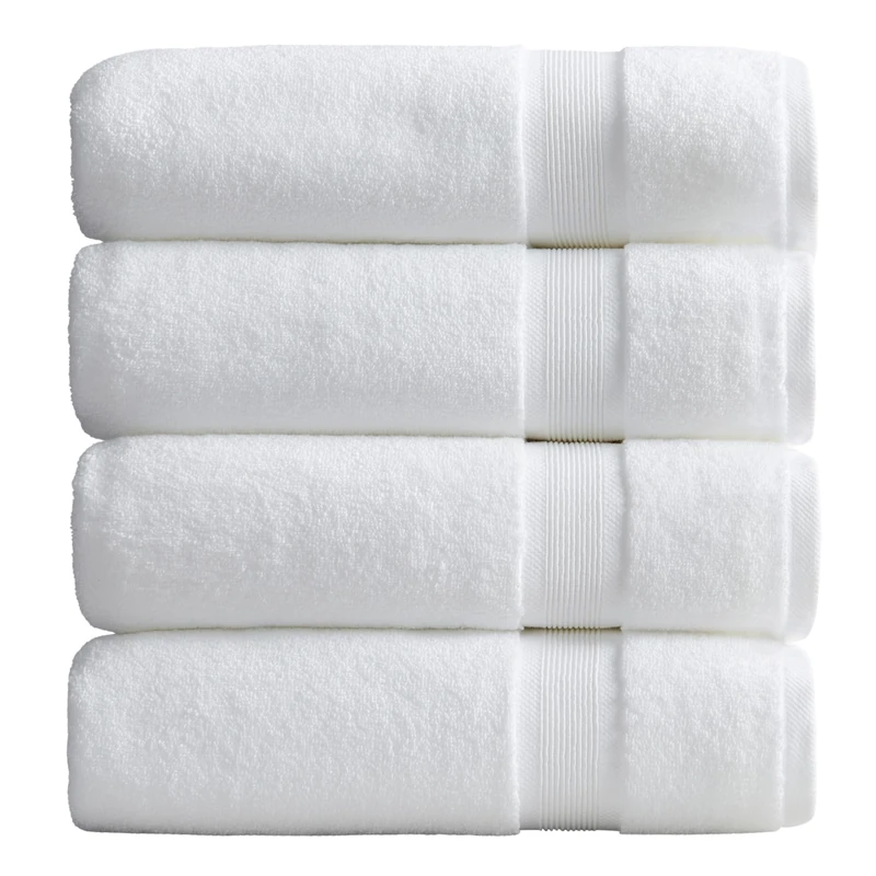 Springtree Home Luxury Bamboo Rayon Plush Bath Towel Set | 4-Pack | White