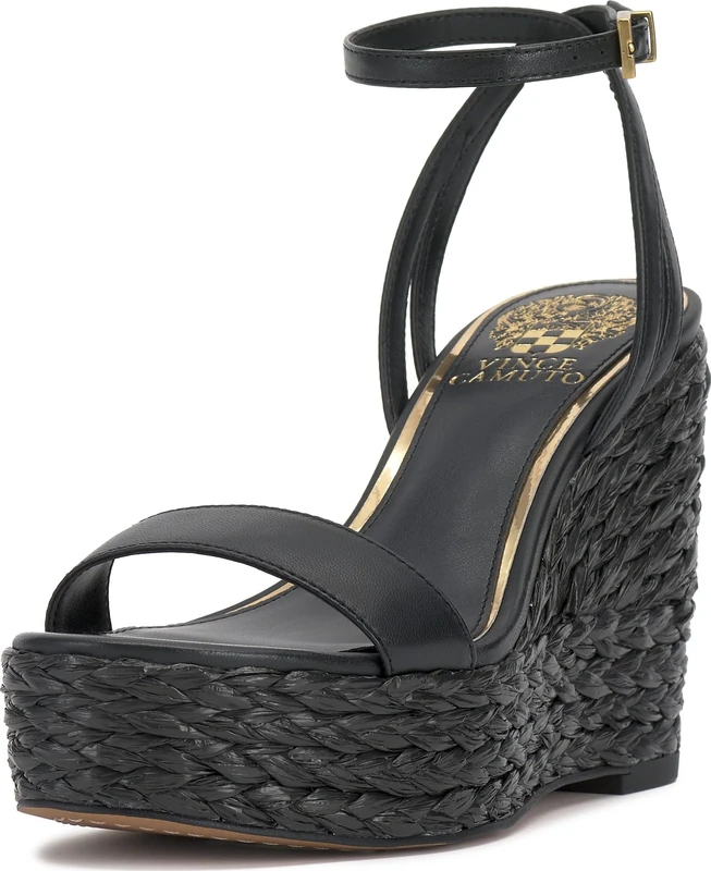 Vince Camuto Women's Emrey Wedge Sandal, Black, 7 UK