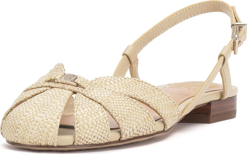 Vince Camuto Women's Cacey Flat Sandal, Light Straw/Ecru Woven, 4 UK