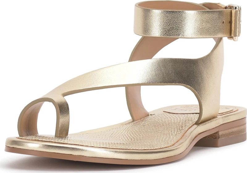 Vince Camuto Women's Liba Flat Sandal, Egyptian Gold, 2 UK