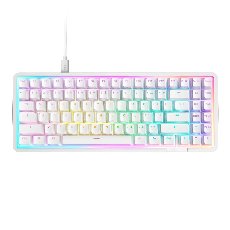 NZXT Function Elite MiniTKL Magnetic RGB Gaming Keyboard - Adjustable Actuation, Dual-Rail Hall Effect Switches, Rapid Trigger, 8K Polling - Enhanced Typing Sound & Feel - US English Layout - White