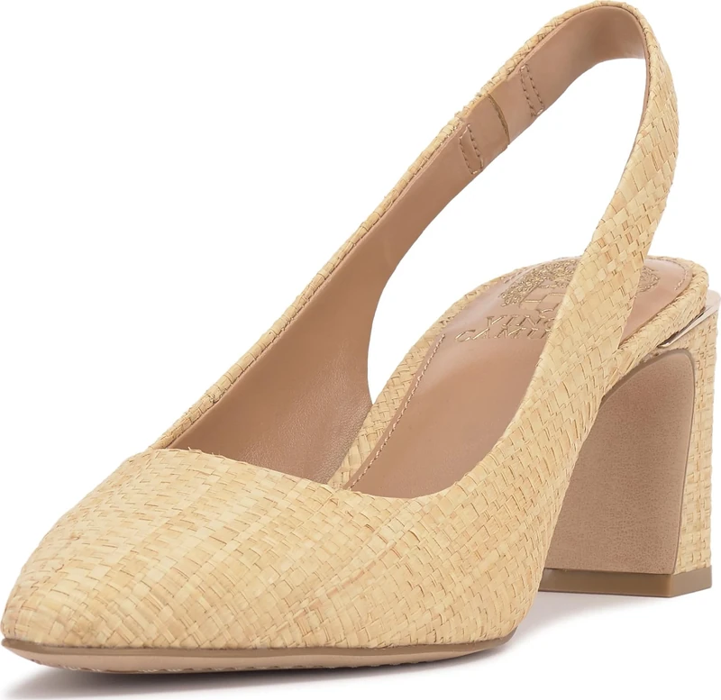 Vince Camuto Women's Hamden Slingback Pump, Golden Sand Raffia, 6 UK