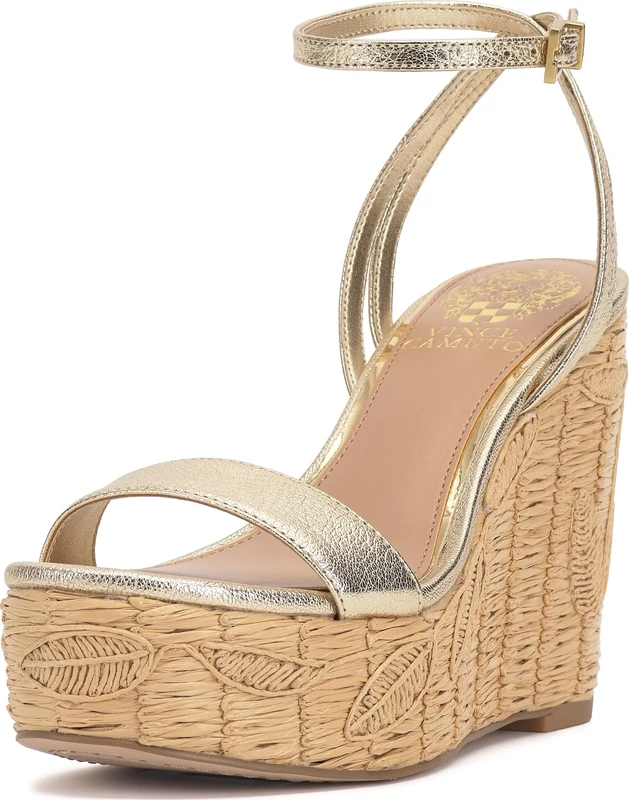 Vince Camuto Women's Emrey Wedge Sandal, Egyptian Gold, 7 UK
