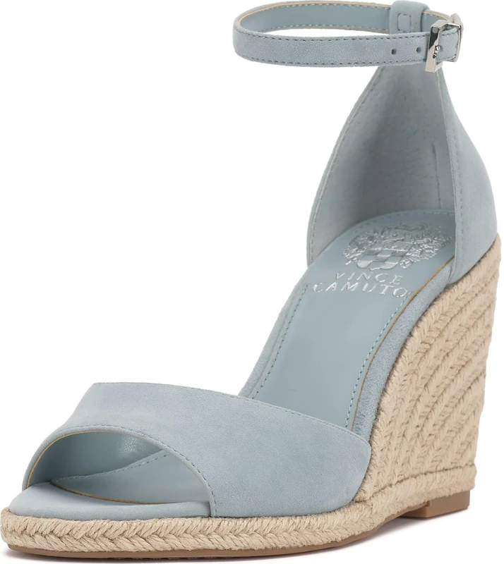 Vince Camuto Women's Felyn Wedge Sandal, Celeste Blue Suede, 6.5 UK