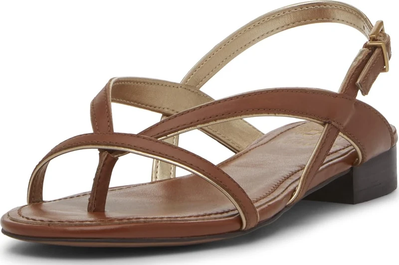 Vince Camuto Women's Melly Flat Sandal, Caramello/Egyptian Gold, 8 UK