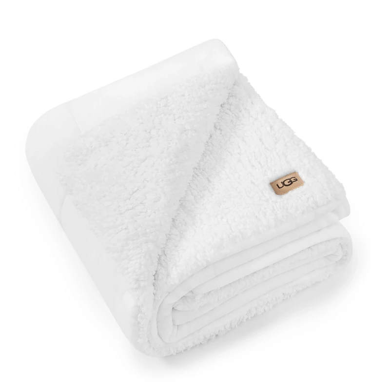 UGG 35989 Nita Warm Soft Reversible Cute Throw Blanket Fleece Thick Aesthetic Preppy Fluffy Cozy Minky Couture Down Alternative Fill Machine Washable Throw for Couch and Bed, 50 x 70-Inch, Snow