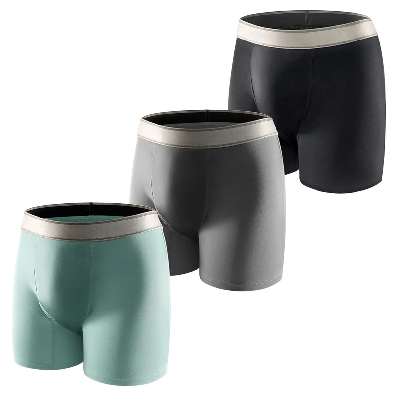 Carer 3 Pcs Cotton Incontinence Pants for Men with Absorbent Pad 150 ML Washable Men's Incontinence Boxer Briefs Leakproof Reusable Design for Moderate Black&Blue&Grey Size S