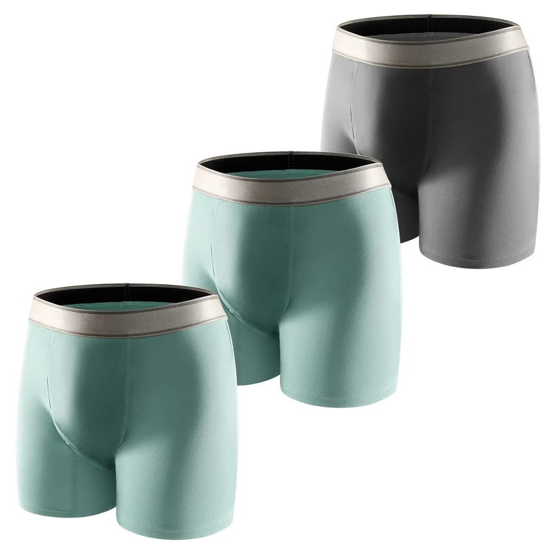 Carer 3 Pcs Cotton Incontinence Pants for Men with Absorbent Pad 150 ML Washable Men's Incontinence Boxer Briefs Leakproof Reusable Design for Moderate Blue&Grey Size L