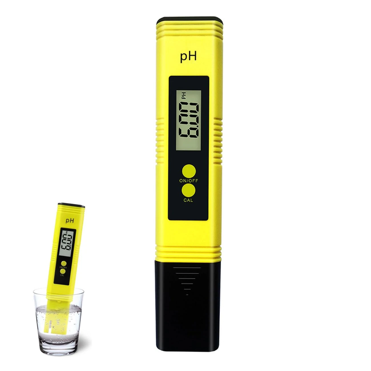 Digital pH Meter, 0.00-14.00 Measurement Range Digital Water Quality Tester, 0.01pH High Accuracy pH Pen for Household Drinking Water Swimming Pools Aquariums (Yellow, 1 Pcs)
