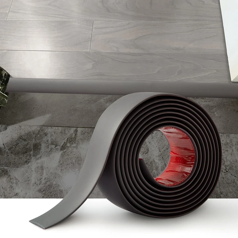 2M Laminate Flooring Threshold Transition Strip,PVC Door Bars for Doorways,Self Adhesive Vinyl Floor Edge Trim,Tile to Laminate Beading,Floor Joining Strip Gap Covering(4cm,Dark Grey)