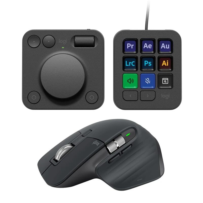 Logitech MX Master 3S & Creative Console Bundle: Precision Mouse, Programmable Keys, Control Dial, for Graphic Design, Video Editing, Adobe, Zoom - Graphite