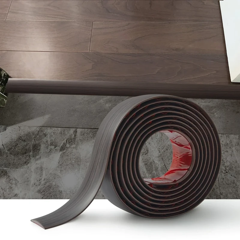 2M PVC Floor Transition Strip Laminate Floor Cover Strips Self Adhesive PVC Floor Door Divider Strip Flat Laminate Profile Flooring Edge Trim Joining Strip Door Bar(5cm,Black Walnut Grain)