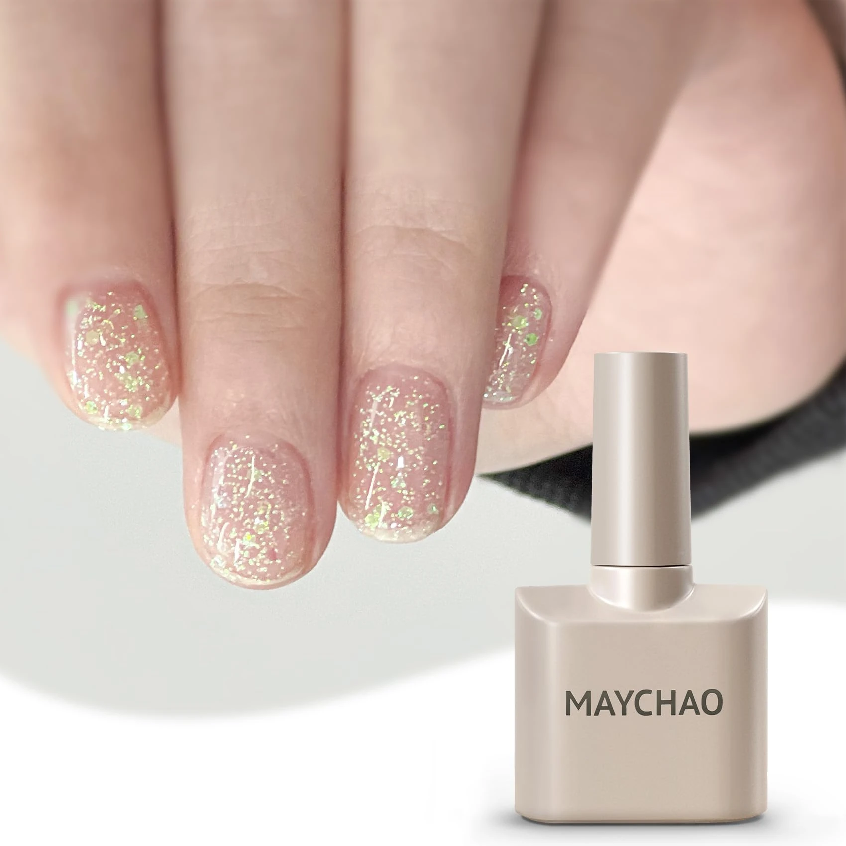 MAYCHAO Glitter Gel Nail Polish, 15ML Clear Glitter Gel Polish Soak Off UV LED Nail Varnish Nail Art Starter Manicure Salon DIY at Home, 0.5 OZ