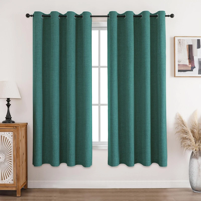 CUCRAF 100% Blackout Curtains Dark Green 72 Inch Drop 2 Panels Soft Texture Energy Saving Sun Blocking Thermal Eyelet Curtains for Bedroom Living Room 66 X 72 Inch