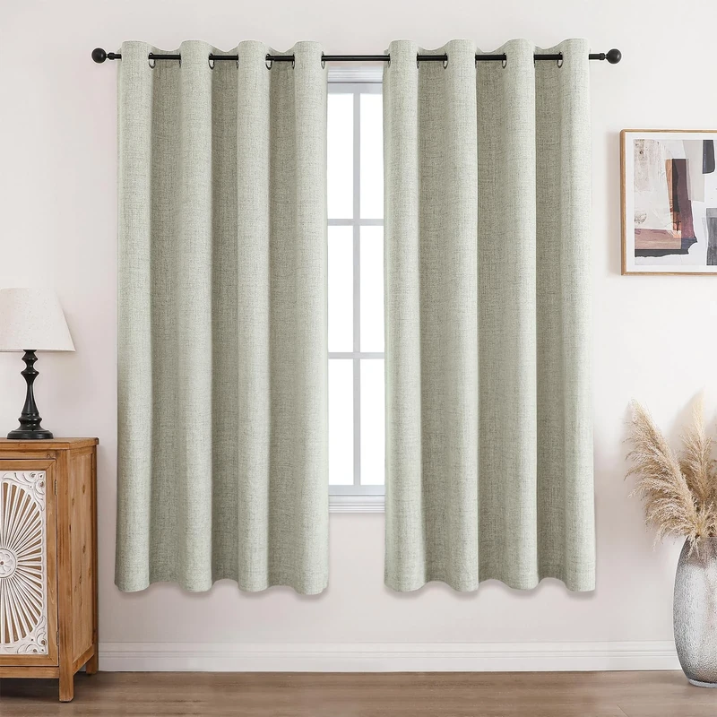 CUCRAF 100% Blackout Curtains Light Beige 72 Inch Drop 2 Panels Soft Texture Energy Saving Sun Blocking Thermal Eyelet Curtains for Bedroom Living Room 66 X 72 Inch