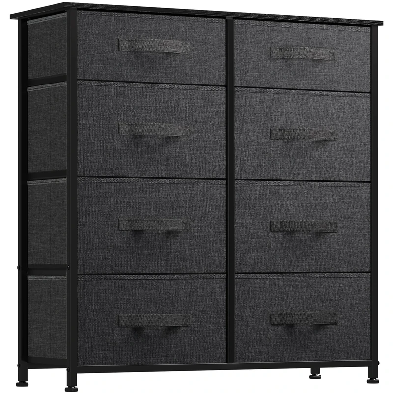 YITAHOME Chest of Drawers with 8 Drawers, Fabric Drawers Cabinet with Easy Pull Handle,Sturdy Steel Frame,Storage Drawers for Bedroom, Closet,Dark Grey w/Fabric Handle