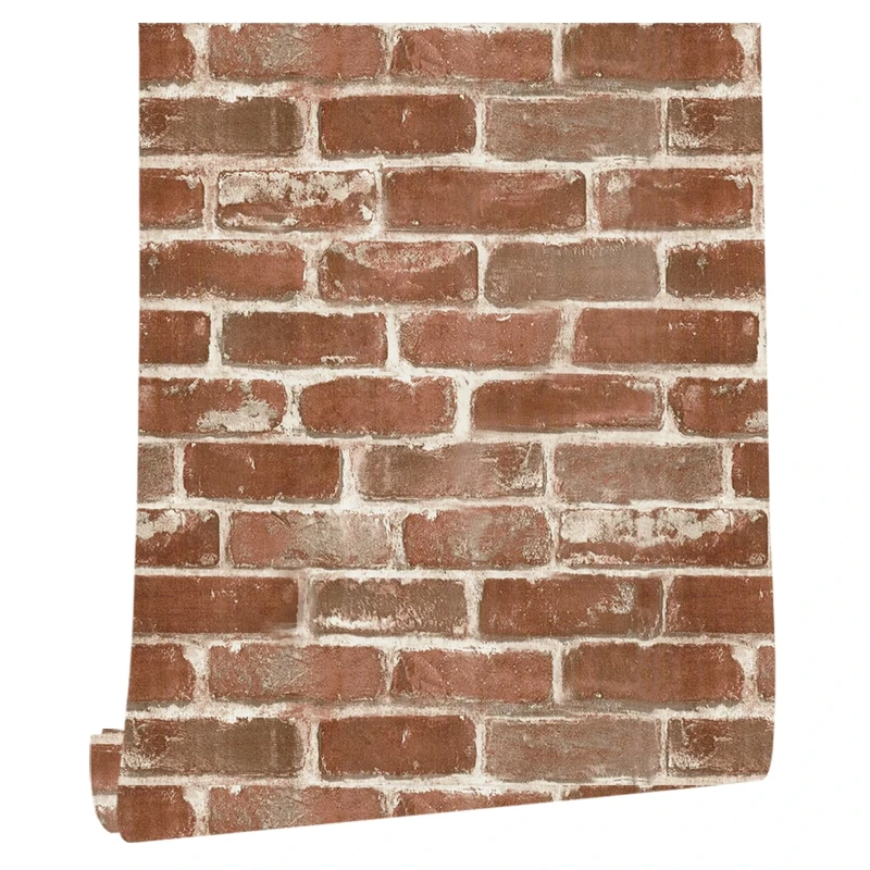 myforHD Stone Brick Wallpaper Peel and Stick 3D Effect Blocks Vintage Brick Faux Textured Self-Adhesive Wallpaper Kitchen Cabinets Backsplash Fireplace Laundry Room Accent Wall Decor