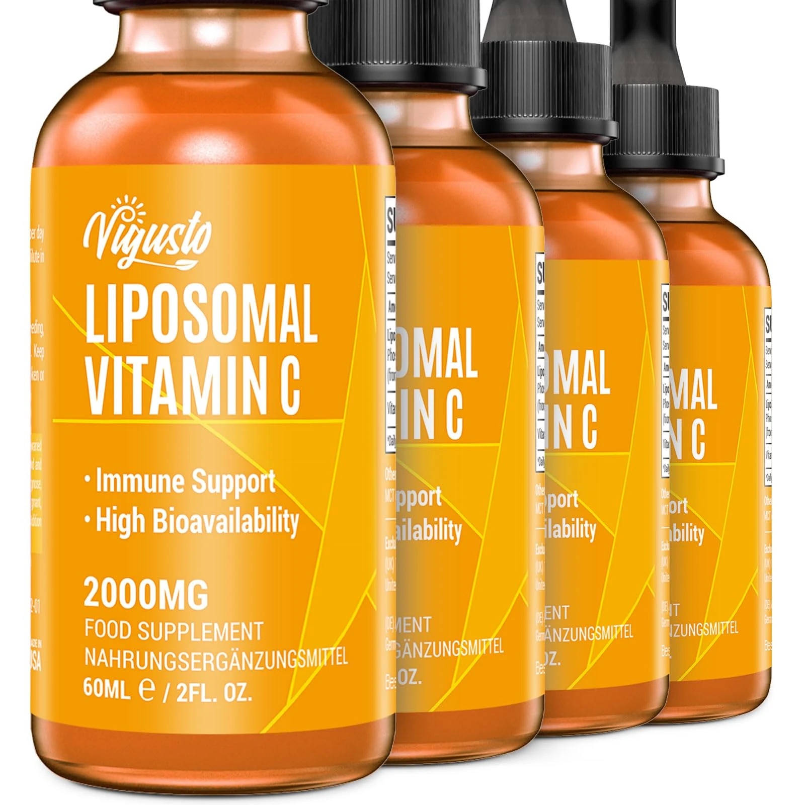 Liposomal Vitamin C 2000MG(4 Bottles) - High Absorption Liquid Supports Immunity, Antioxidant Supplement, Boosts Collagen, Soy-Free, Non-GMO, Vegan