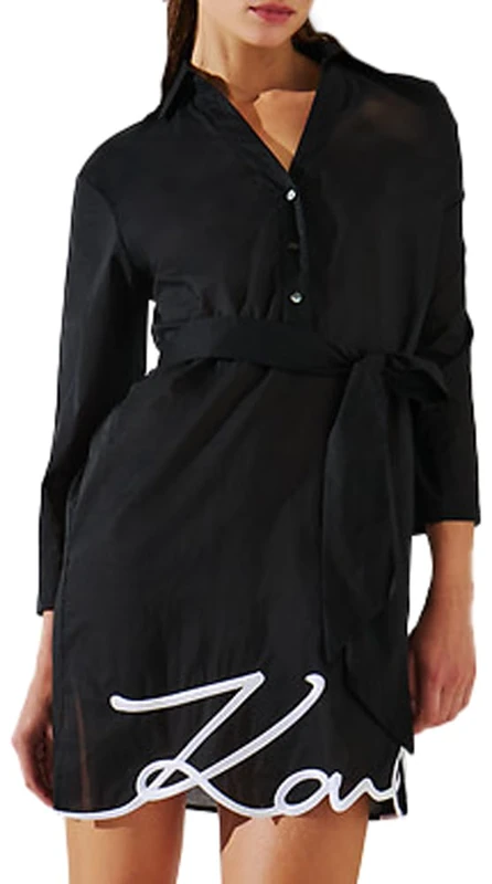 KARL LAGERFELD B.V Women's Lagerfeld, Karl DNA Signature Beach Dress Sunsuit, Black, S