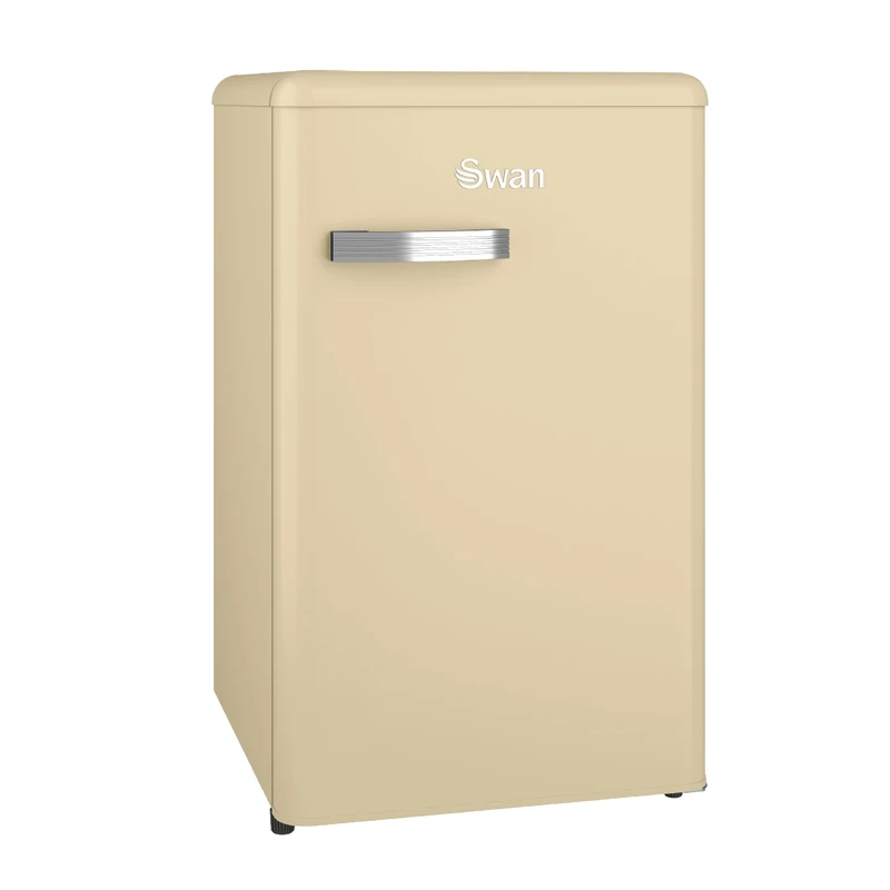 SWAN SR11035CNE Retro Under Counter Fridge with 77L Fridge Capacity, 13L Freezer Capacity, 1 Glass Shelf, 3 Door Shelves, 1 Salad Drawer, E Energy Rated, Cream
