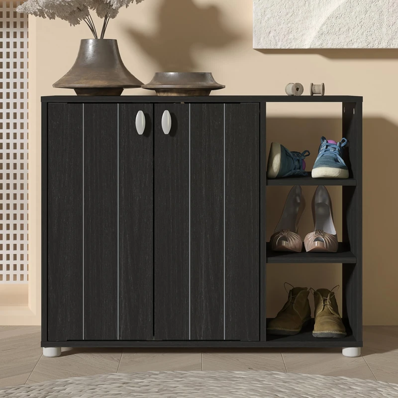 GFW Bideford Shoe Cabinet Rustick Black Oak
