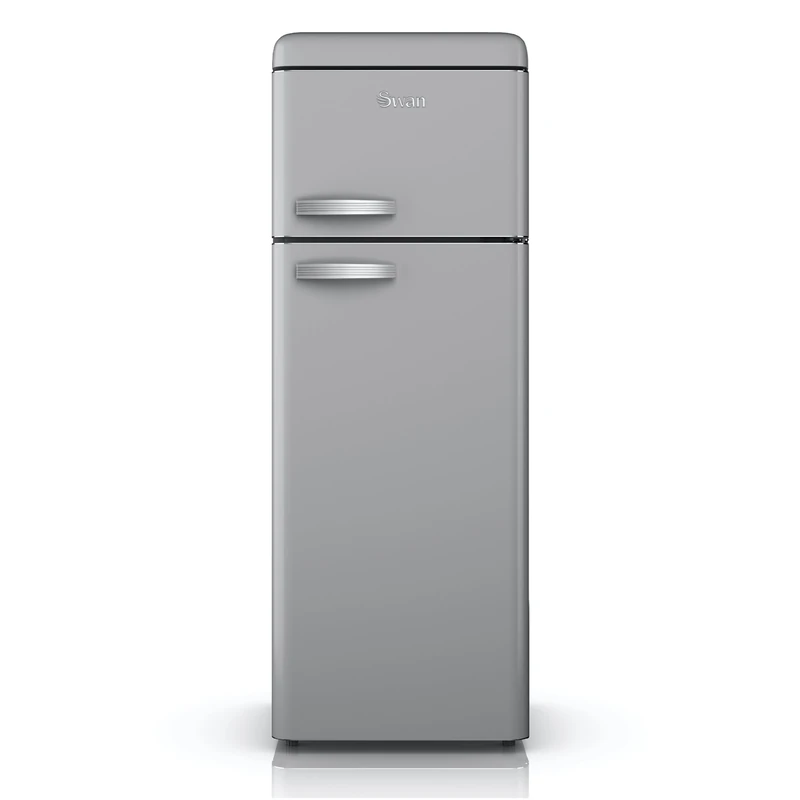 SWAN SR11010GRNE Retro Free Standing Top Mounted 70/30 Split Fridge Freezer with Energy Class E, 3 Adjustable Shelves, Fast Freeze, Grey