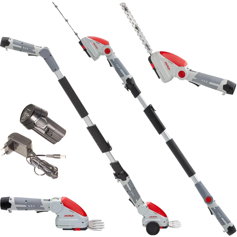 IKRA Grass shears Shrub shears & Boxwood shears without cable IGBS 1210 F incl. battery & charger, knives "Made in Germany"