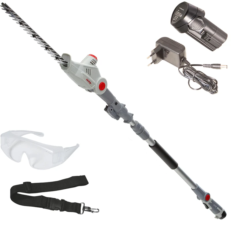 IKRA Telescopic hedge trimmer without cable IATHS 1241 incl. battery & charger, cutting angle adjustment up to 135°, incl. safety glasses