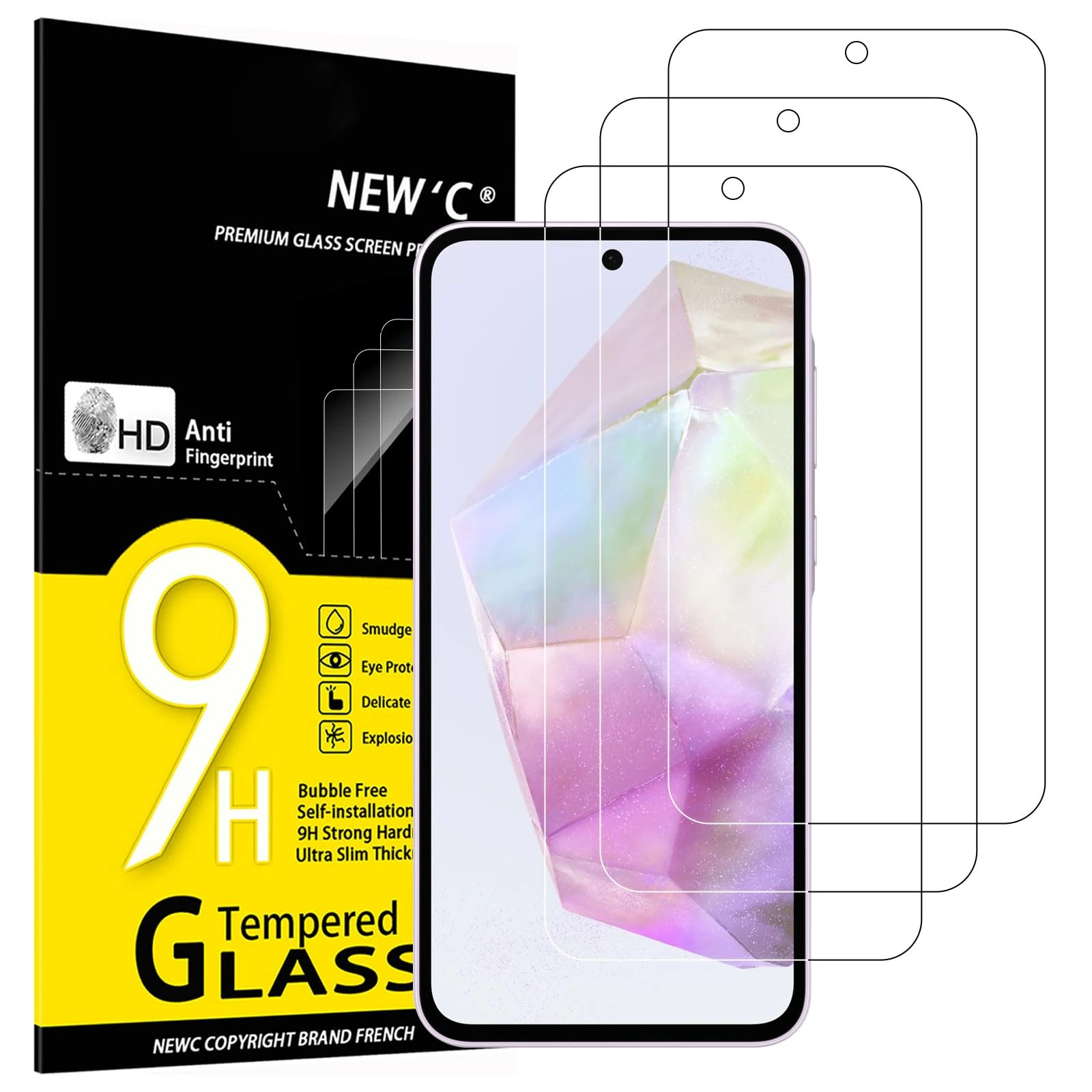 NEW'C 3 Pack Designed for Samsung Galaxy A56 5G / A36 5G Screen Protector Tempered Glass,Case Friendly Ultra Resistant