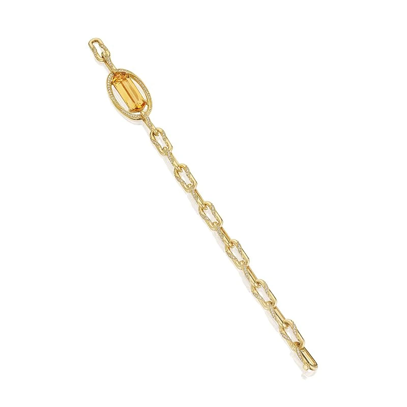 Hueb,18k Onsa Yellow Gold Bracelet/bangle With 0.95 Cts Vs-Gh Diamonds And Citrine,7