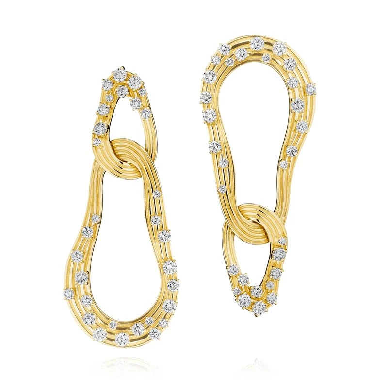 Hueb,18k Bahia Yellow Gold Earring With 3.71 Cts Vs-Gh Diamonds,ONE SIZE
