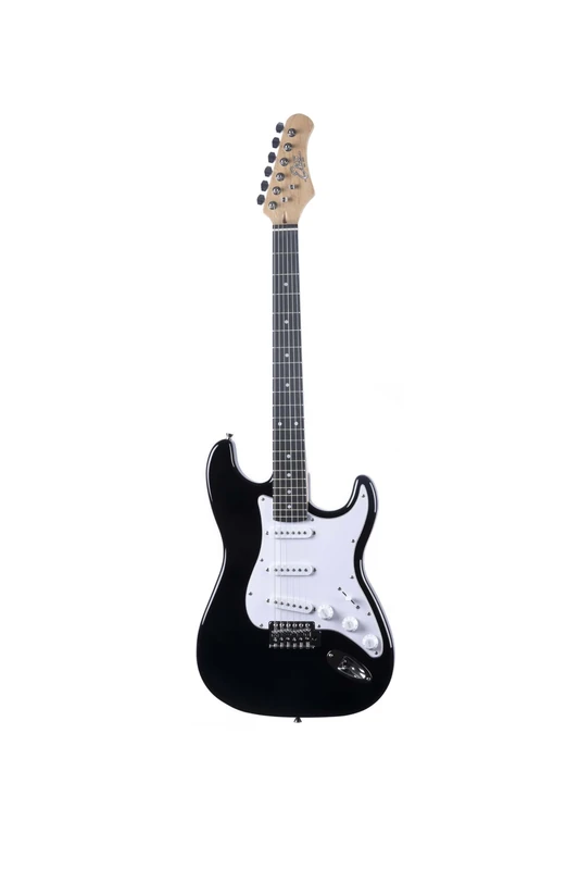 EKO GUITARS ST-100 Electric Guitar, Poplar Body, Maple Neck, Laurel Fingerboard, 3 Single Coil Pickups, Tremolo Bridge, 22 Frets, Black