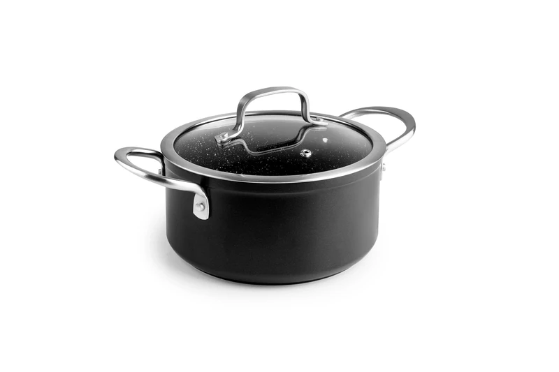 IBILI - Forged Aluminium Quarzo Saucepan, Glass lid and Stainless Steel Handles, 24 cm, 4.3 litres, Non-Stick, Suitable for Induction