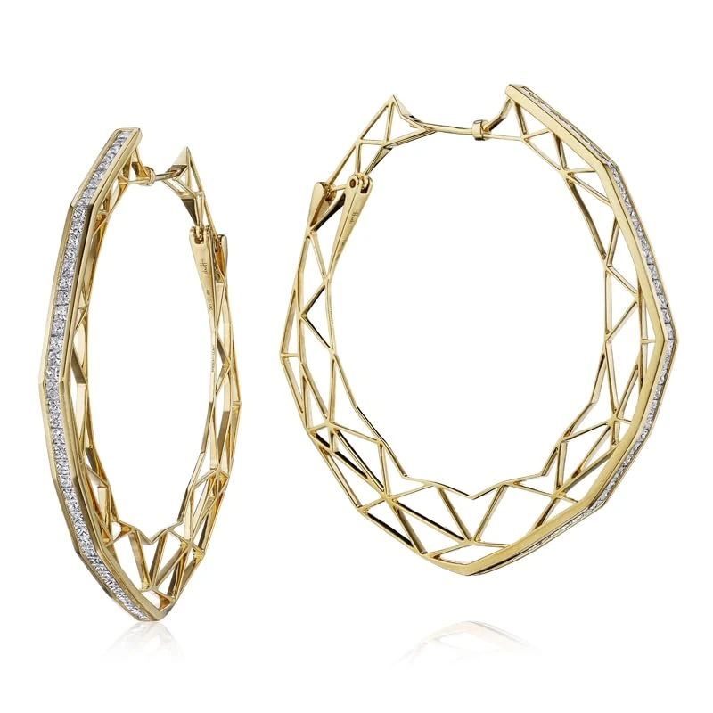 Hueb,18k Estelar Yellow Gold Earring With 1.84 Cts Vs-Gh Diamonds,ONE SIZE
