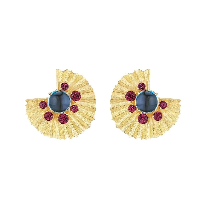 Hueb,18k Bahia Yellow Gold Earring With Rhodolite And Topaz,ONE SIZE