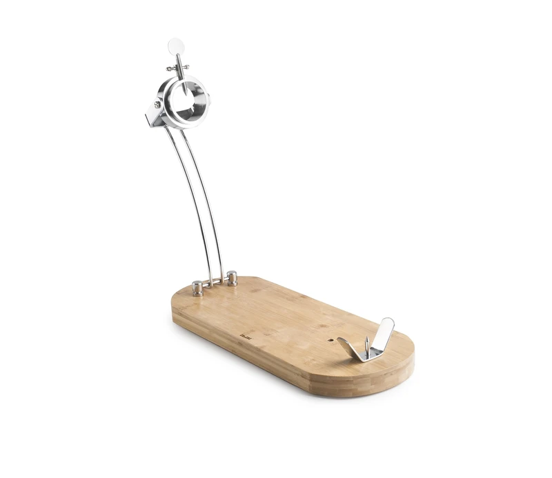 IBILI - Folding Ham Holder + Master Rotator, Stainless Steel + Bamboo, 48 x 18.5 cm