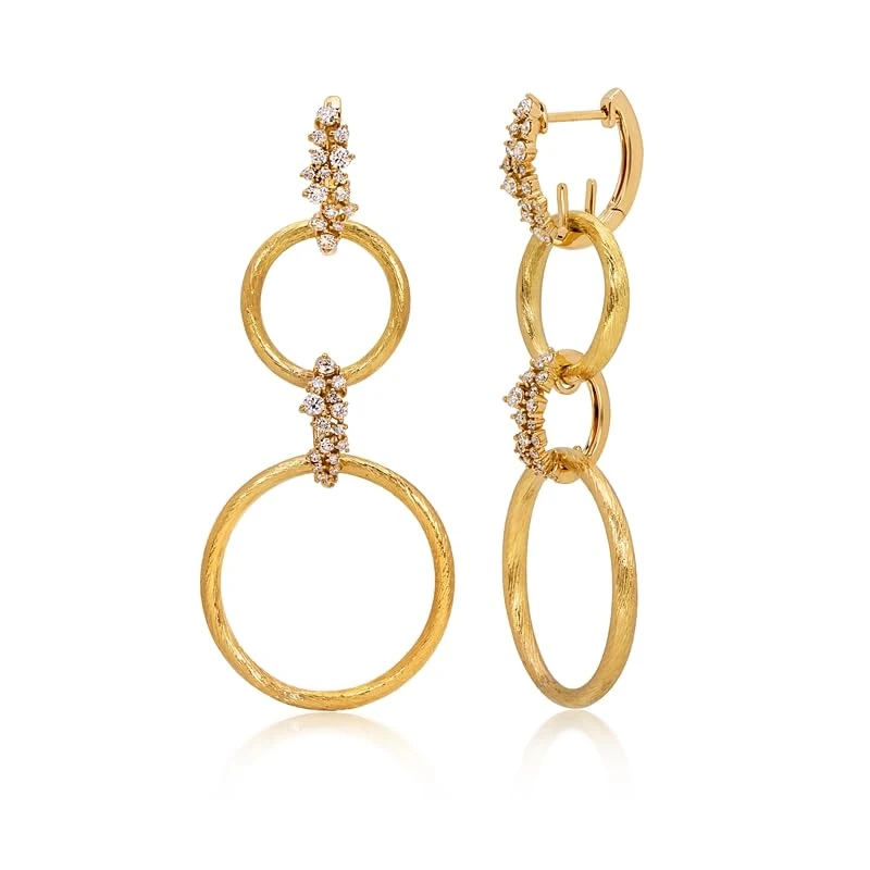Hueb,18k Bahia Yellow Gold Earring With 0.79 Cts Vs-Gh Diamonds,ONE SIZE