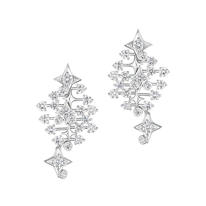 Hueb,18k Luminus White Gold Earring With 2.75 Cts Vs-Gh Diamonds,ONE SIZE
