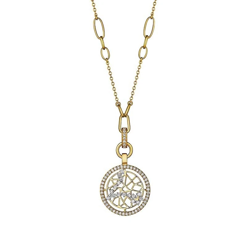 Hueb,18k Estelar Yellow And White Gold Pisces Necklace With 1.02 Cts Vs-Gh Diamonds,18"