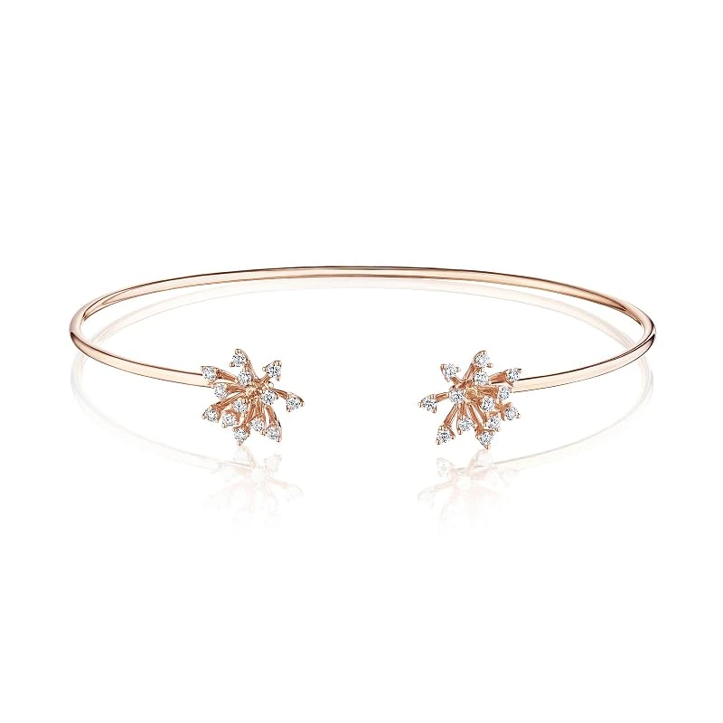 Hueb,18k Luminus Pink Gold Bracelet/bangle With 0.30 Cts Vs-Gh Diamonds,6"