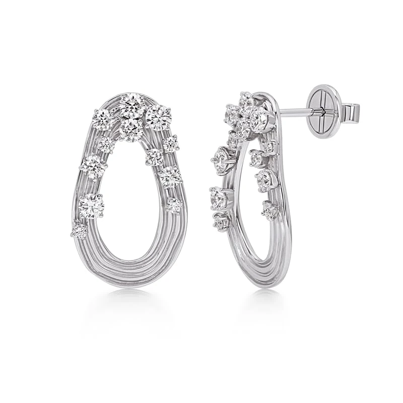 Hueb,18k Bahia White Gold Earring With 1.28 Cts Vs-Gh Diamonds,ONE SIZE