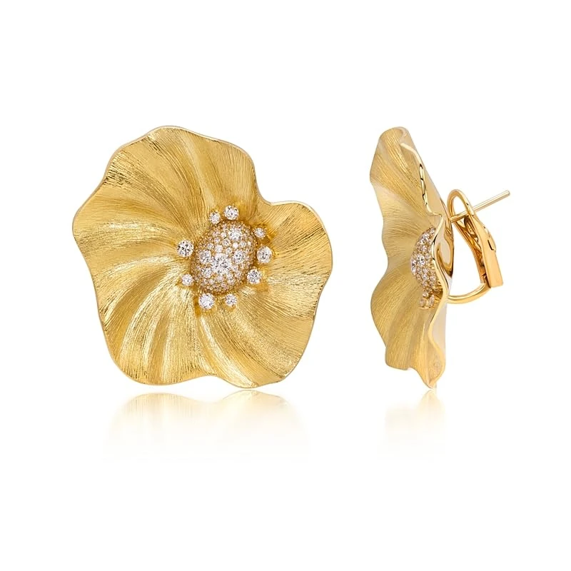 Hueb,18k Bahia Yellow Gold Earring With 2.10 Cts Vs-Gh Diamonds,ONE SIZE