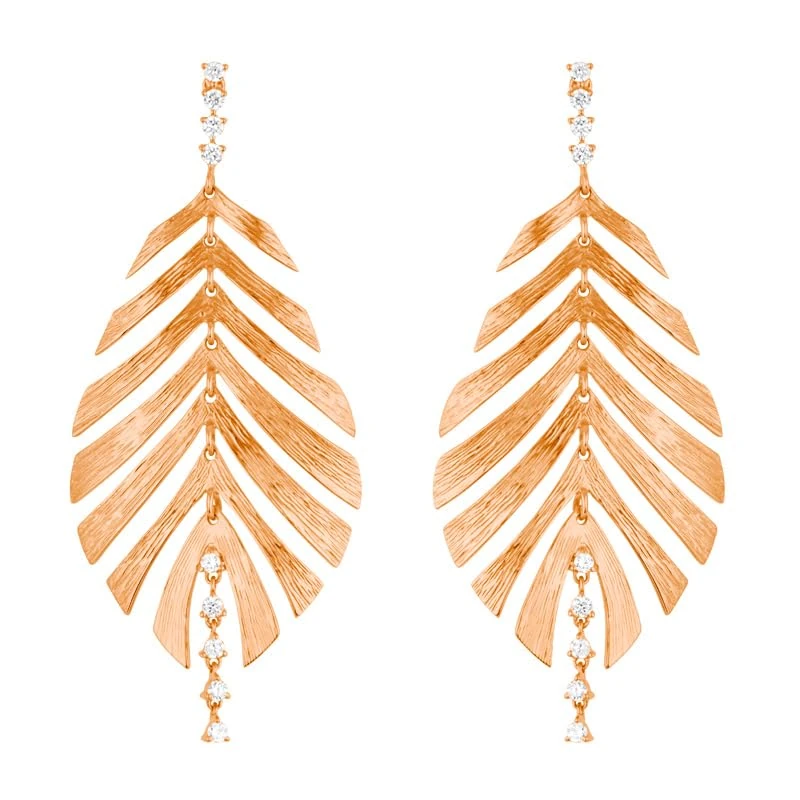 Hueb,18k Bahia Pink Gold Earring With 0.28 Cts Vs-Gh Diamonds,ONE SIZE