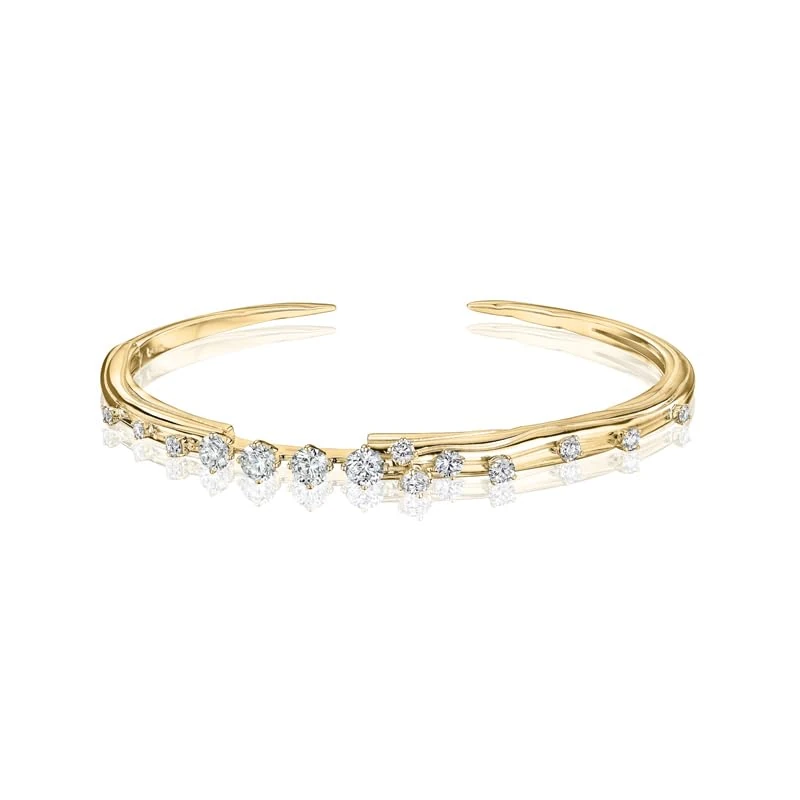 Hueb,18k Bahia Yellow Gold Bracelet/bangle With 0.78 Cts Vs-Gh Diamonds,MEDIUM