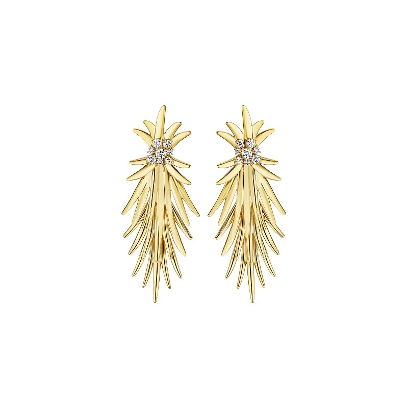 Hueb,18k Tribal Yellow Gold Earring With 0.69 Cts Vs-Gh Diamonds,ONE SIZE
