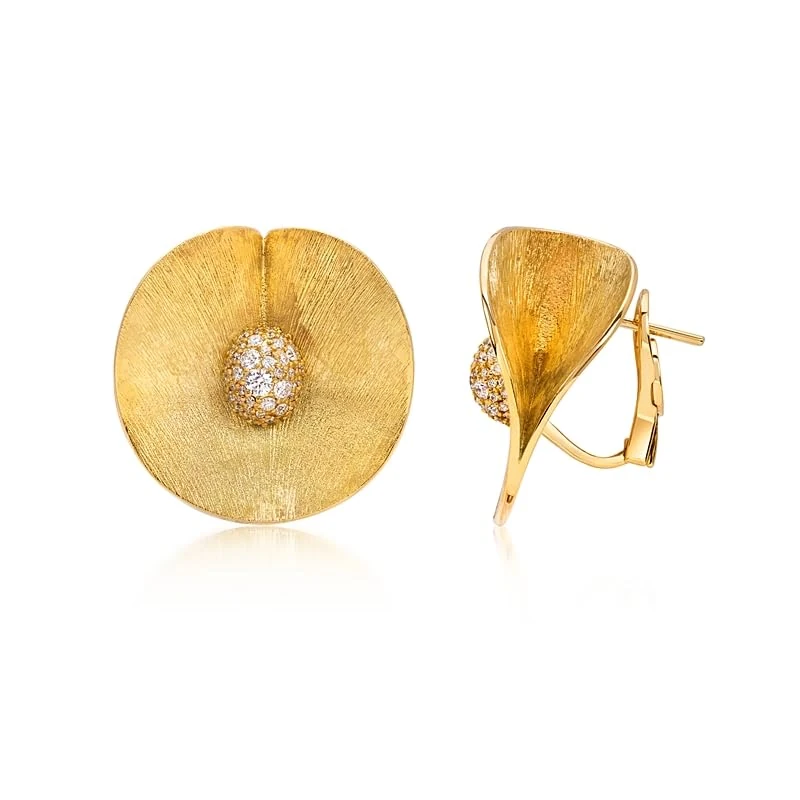 Hueb,18k Bahia Yellow Gold Earring With 0.89 Cts Vs-Gh Diamonds,ONE SIZE